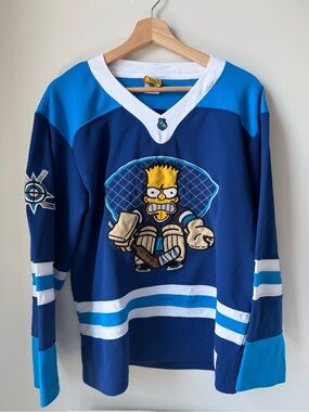 RARE Vintage Bart Simpson Goalie Hockey Jersey Size LG/XL Boys